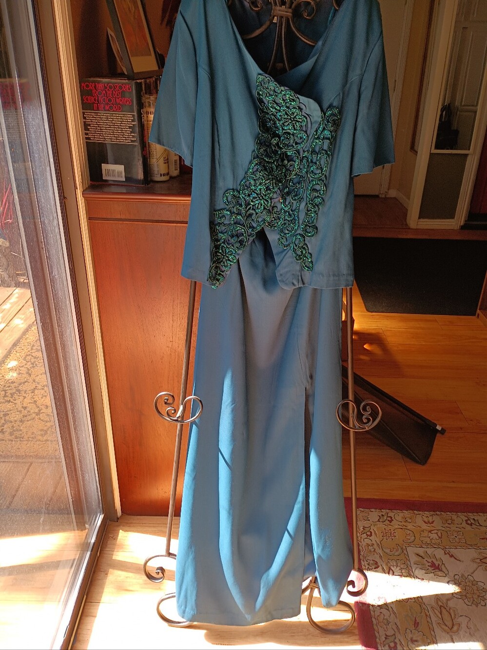 Vintage Loralie Originals Petrol Green Maxi Skirt Set Size 14